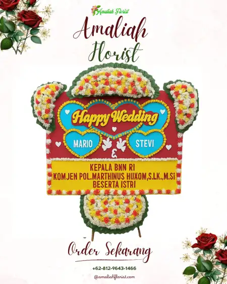 Papan Bunga Pernikahan Dompak